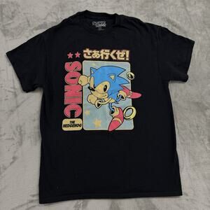 Sega Sonic The Hedgehog Mens Black Japanese Graphic Tee T-Shirt Size Medium M